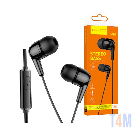 Auscultadores Hoco M97 Enjoy Série Original com Microfone e Controle de Um Botão 1,2m 3,5mm Preto